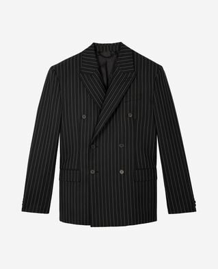 The Kooples HOMME BLACK GREY veste à rayures croisée noire