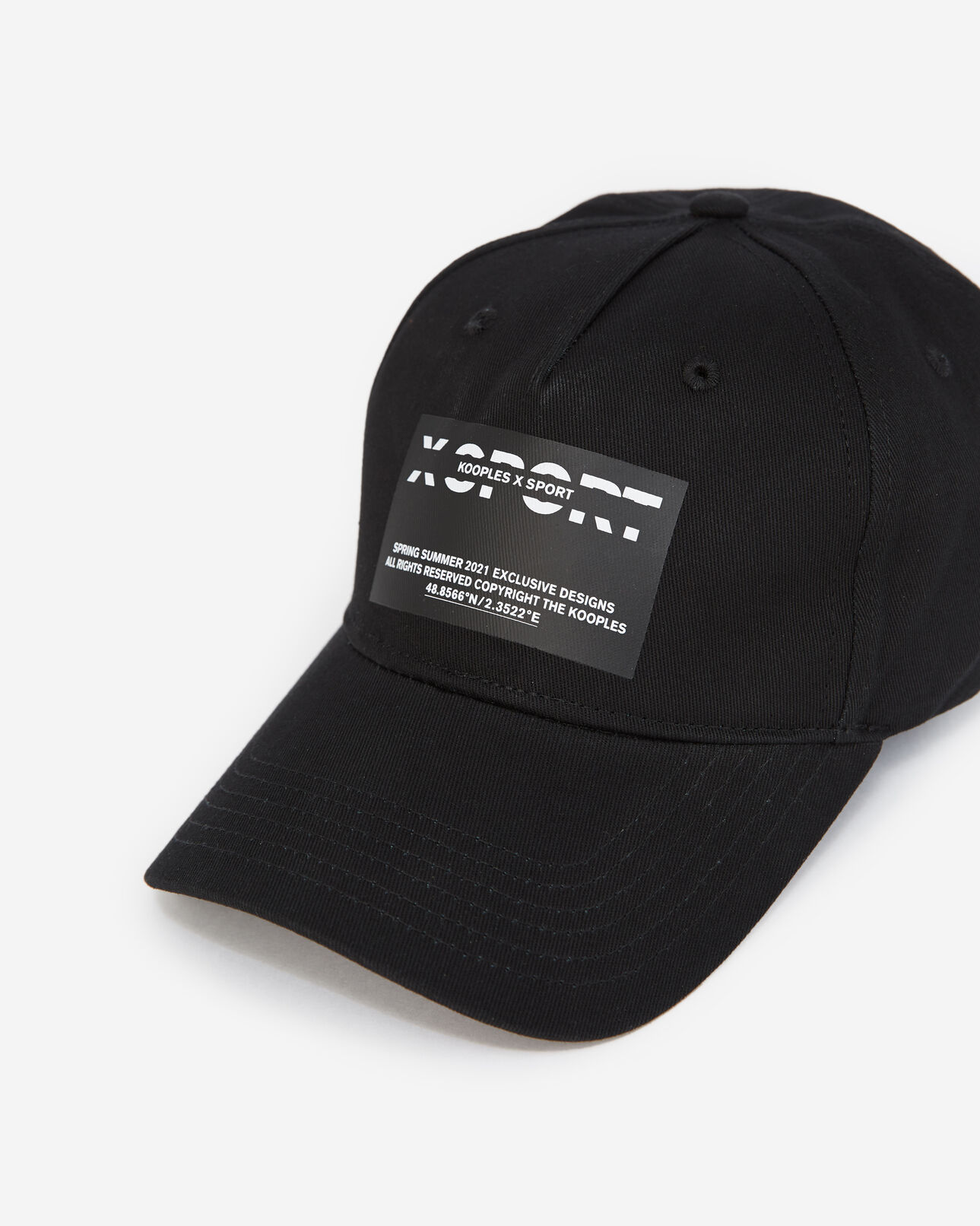 The Kooples MEN BLACK black cotton cap with square logo patch
