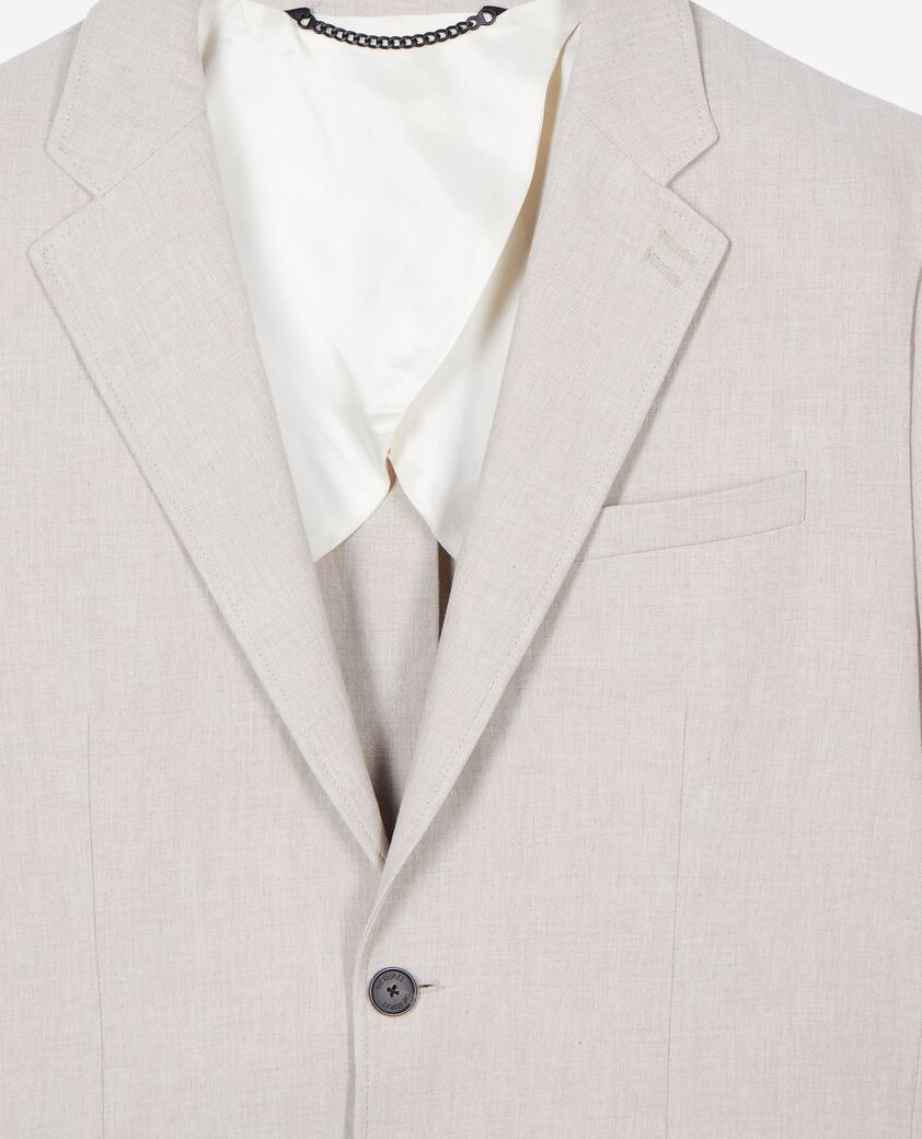 The Kooples HOMBRE LIGHT BEIGE chaqueta de traje de lino y algod&oacute;n beige