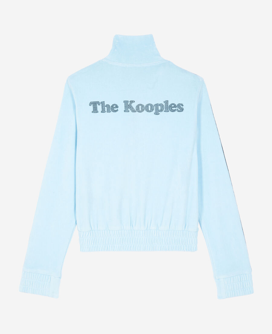 The Kooples WOMEN BABY BLUE light blue velvet sweatshirt