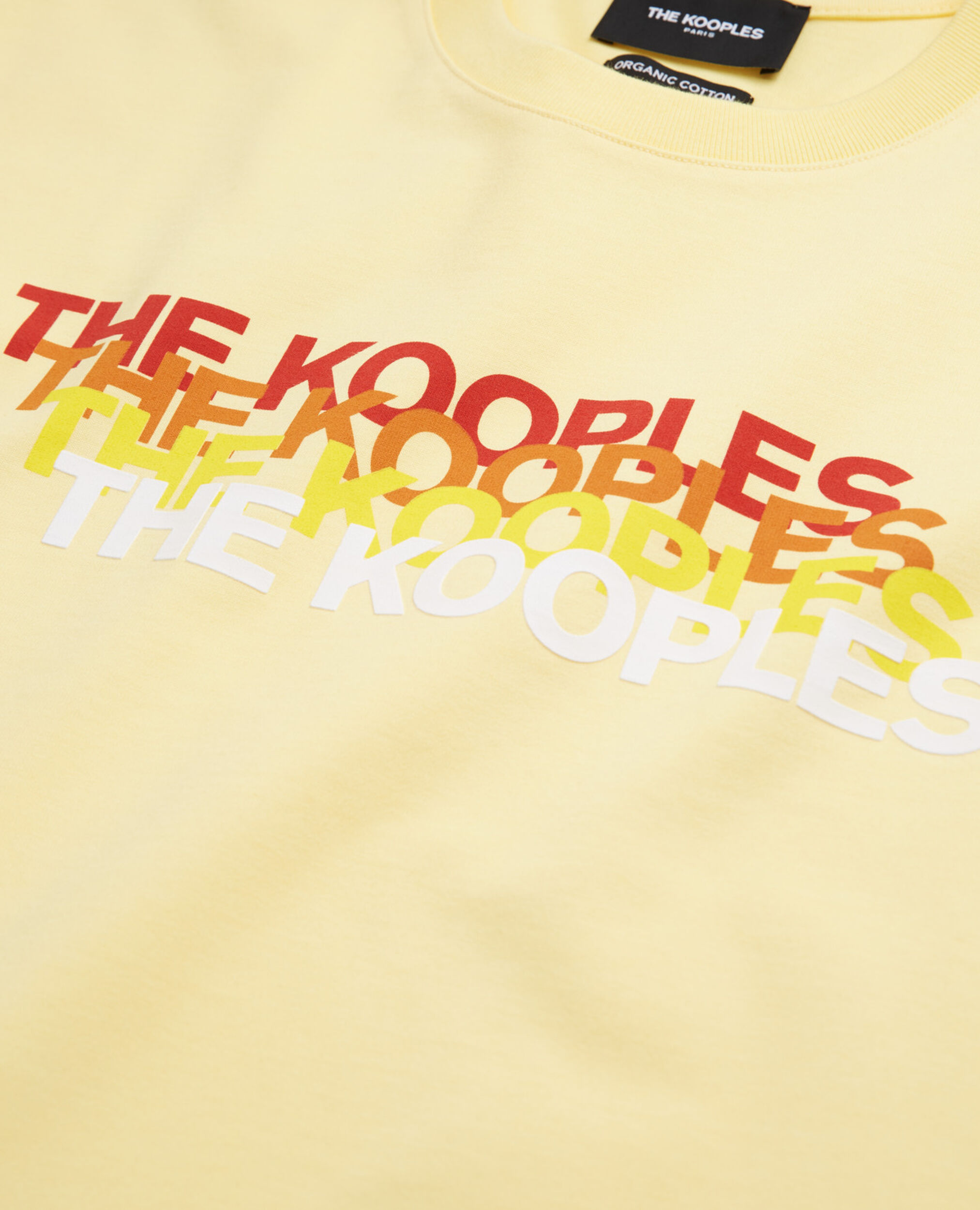 T-shirt jaune coton triple logo The Kooples, YELLOW, hi-res image number null