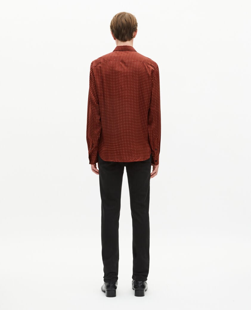 The Kooples HOMME RED BERRY / LIGHT BEIGE chemise à pois bordeaux