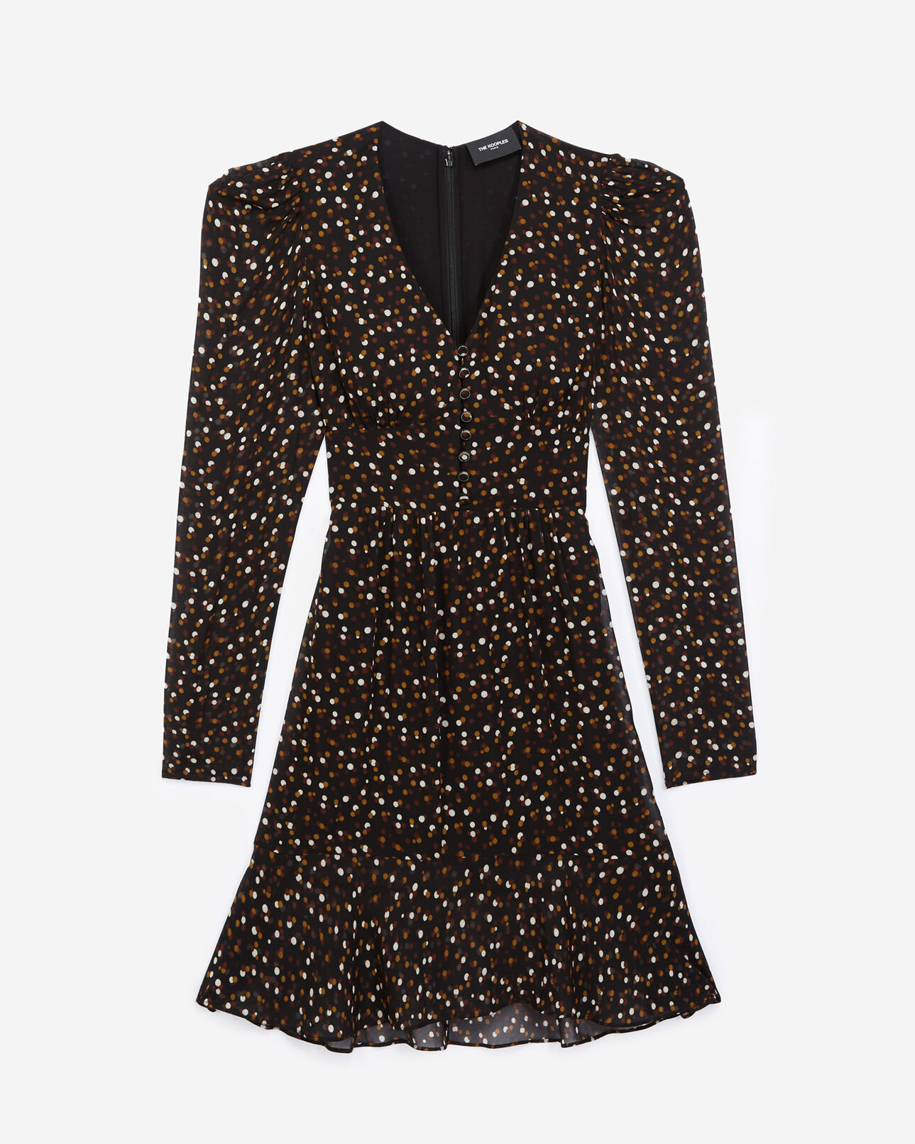 The Kooples FEMME MULTICOLOR robe courte boutonnée imprimée pois