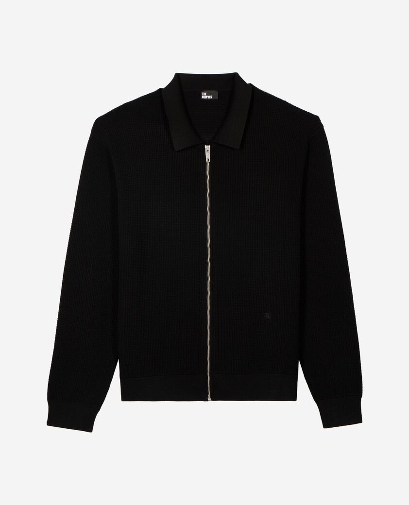 The Kooples HOMME BLACK cardigan en nid d'abeille noir