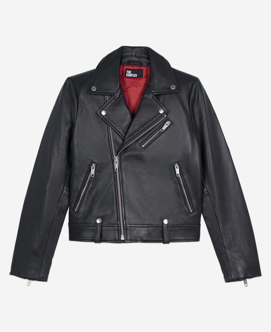 The Kooples WOMEN BLACK black leather biker jacket