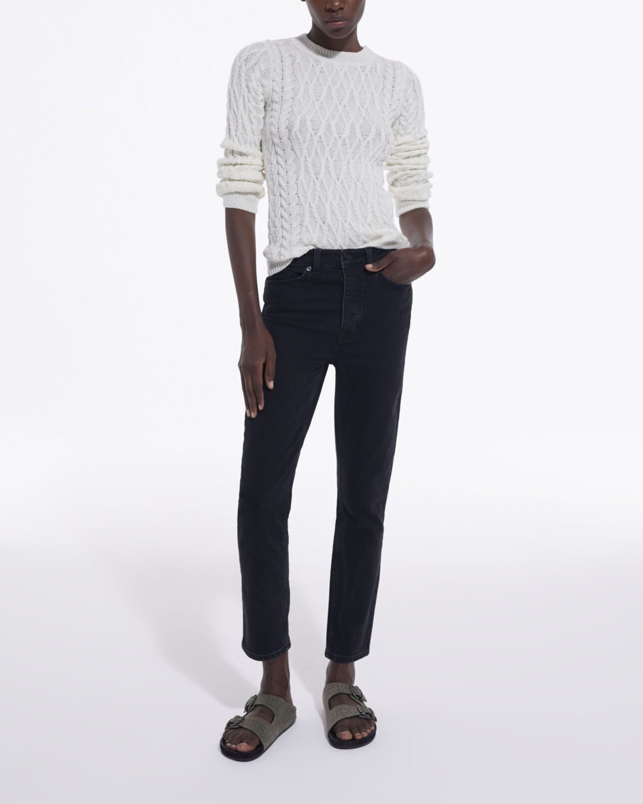 The Kooples WOMEN WHITE ecru wool sweater