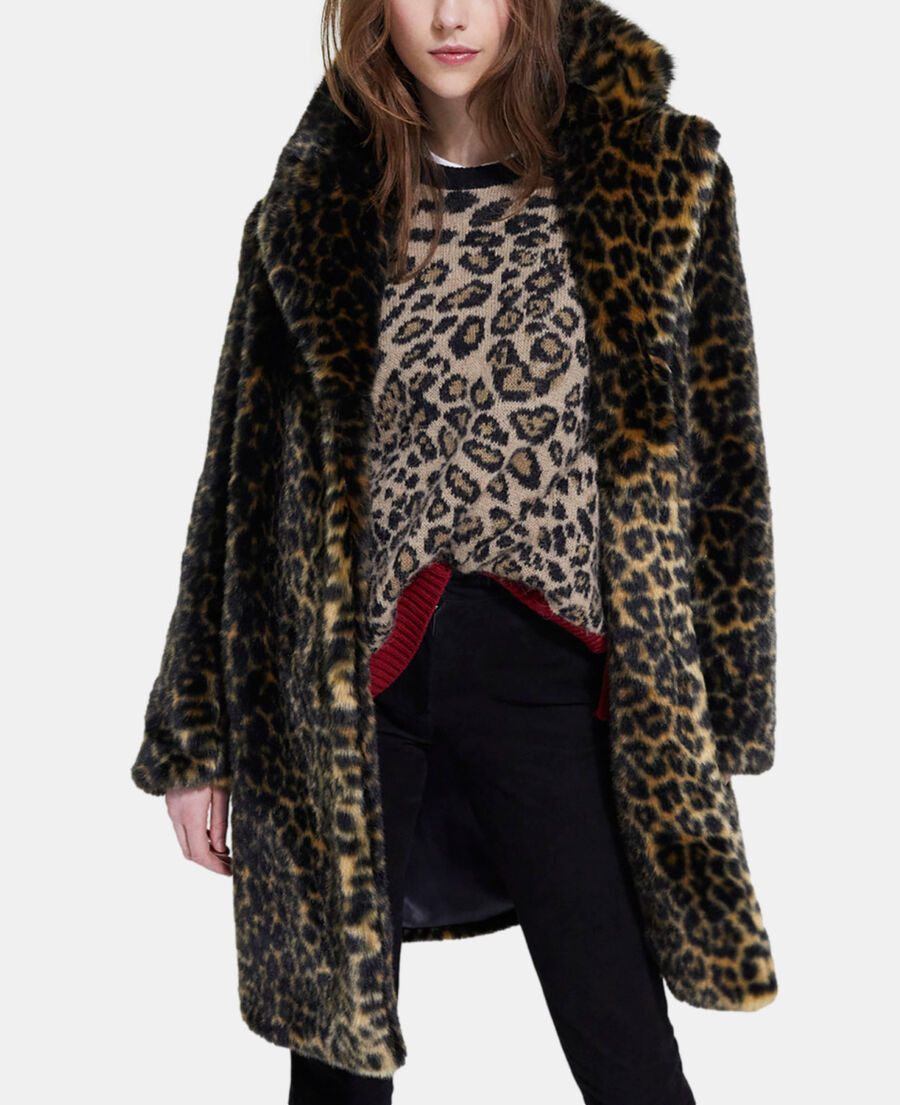 kunstpelzmantel mit leopardenmotiv
