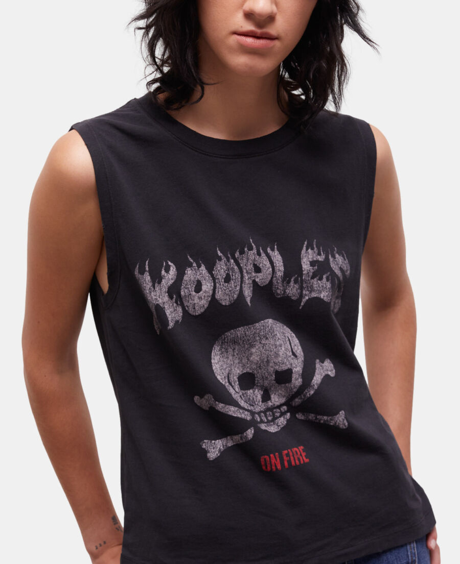 women's black screen print t-shirt