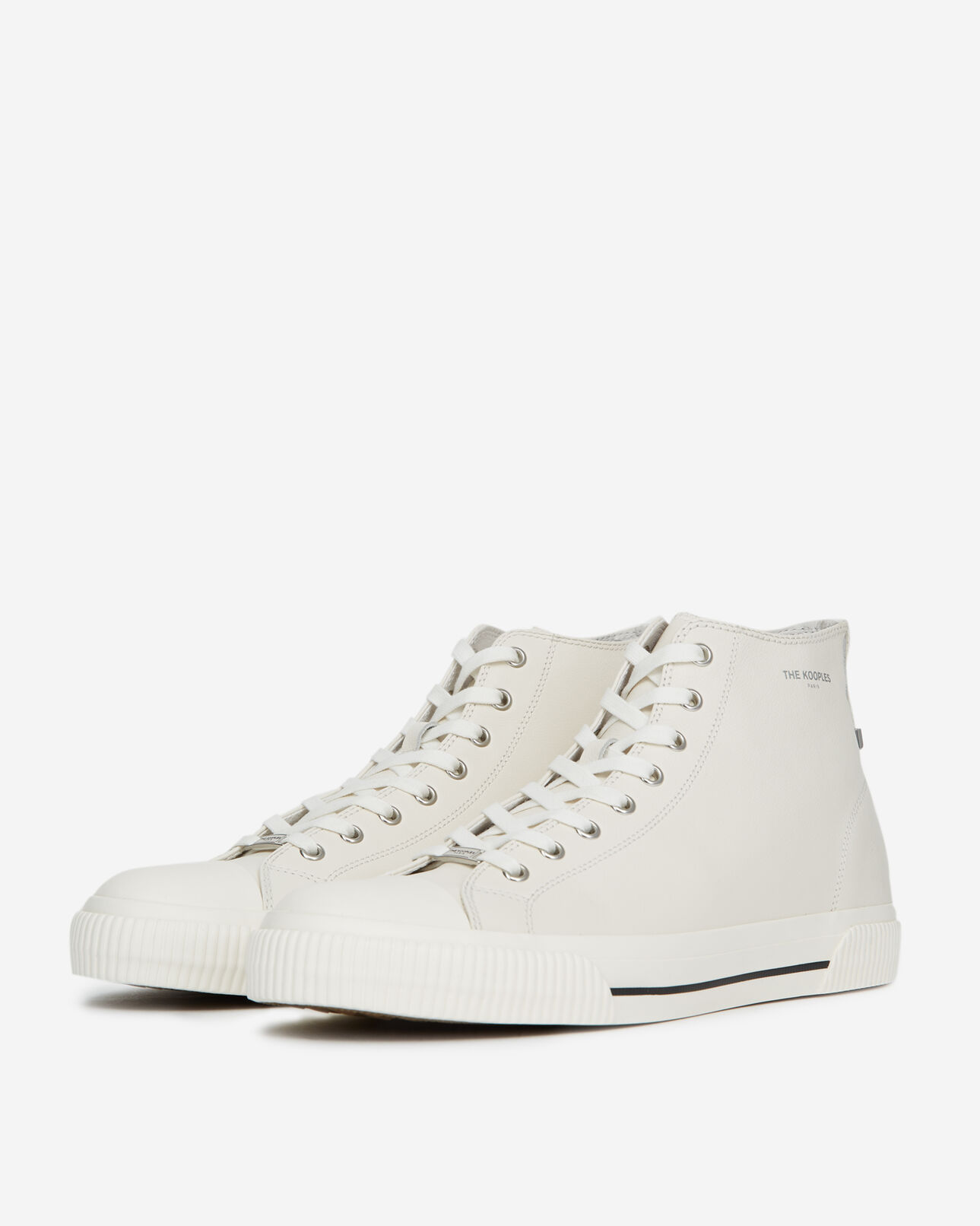 The Kooples HOMME WHITE baskets montantes blanches cuir lisse