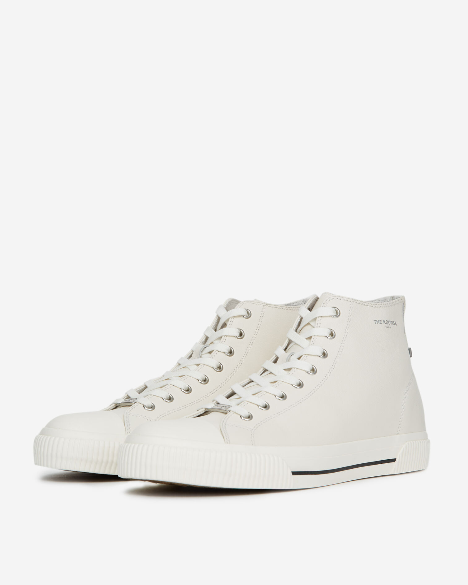 Baskets montantes blanches cuir lisse, WHITE, hi-res image number null