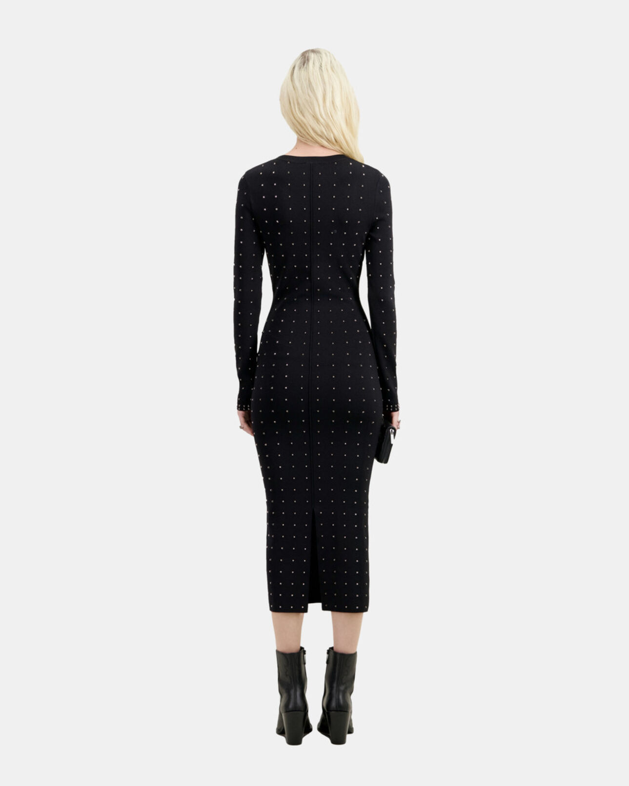 The Kooples WOMEN BLACK long black dress with spikes