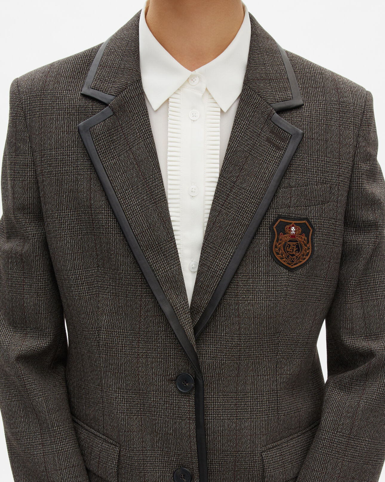 The Kooples F BROWN prince of wales jacket in brown wool