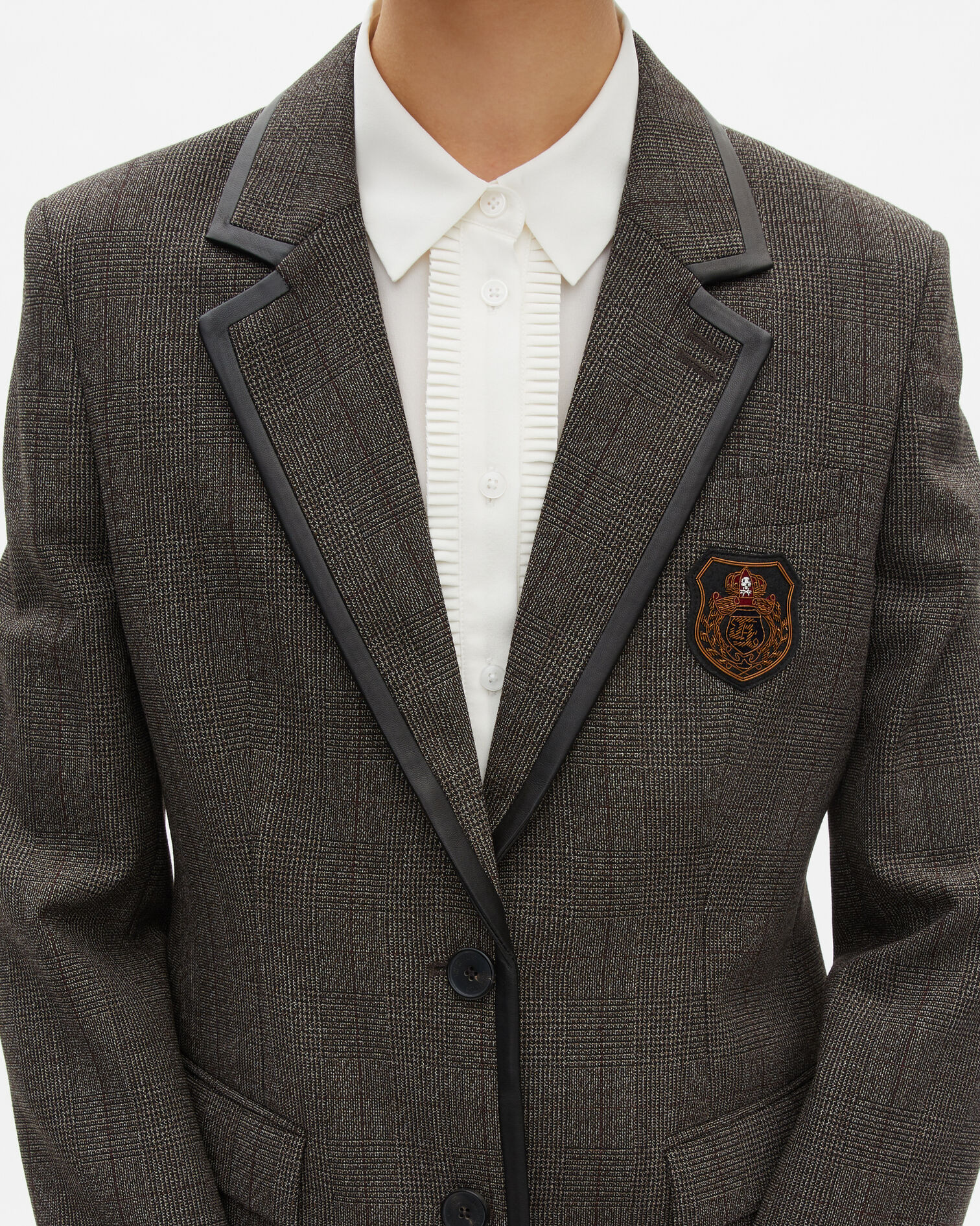 Prince of Wales jacket in brown wool, BROWN, hi-res image number null