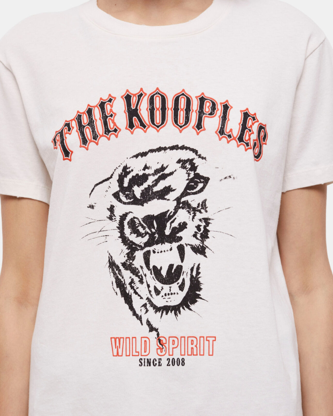 The Kooples WOMEN ECRU women's wild panther screen print ecru t-shirt