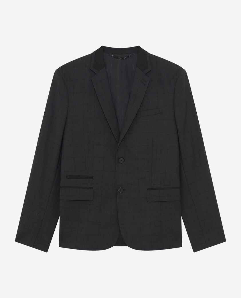 The Kooples HERREN BLACK schwarze karierte anzugjacke aus wolle