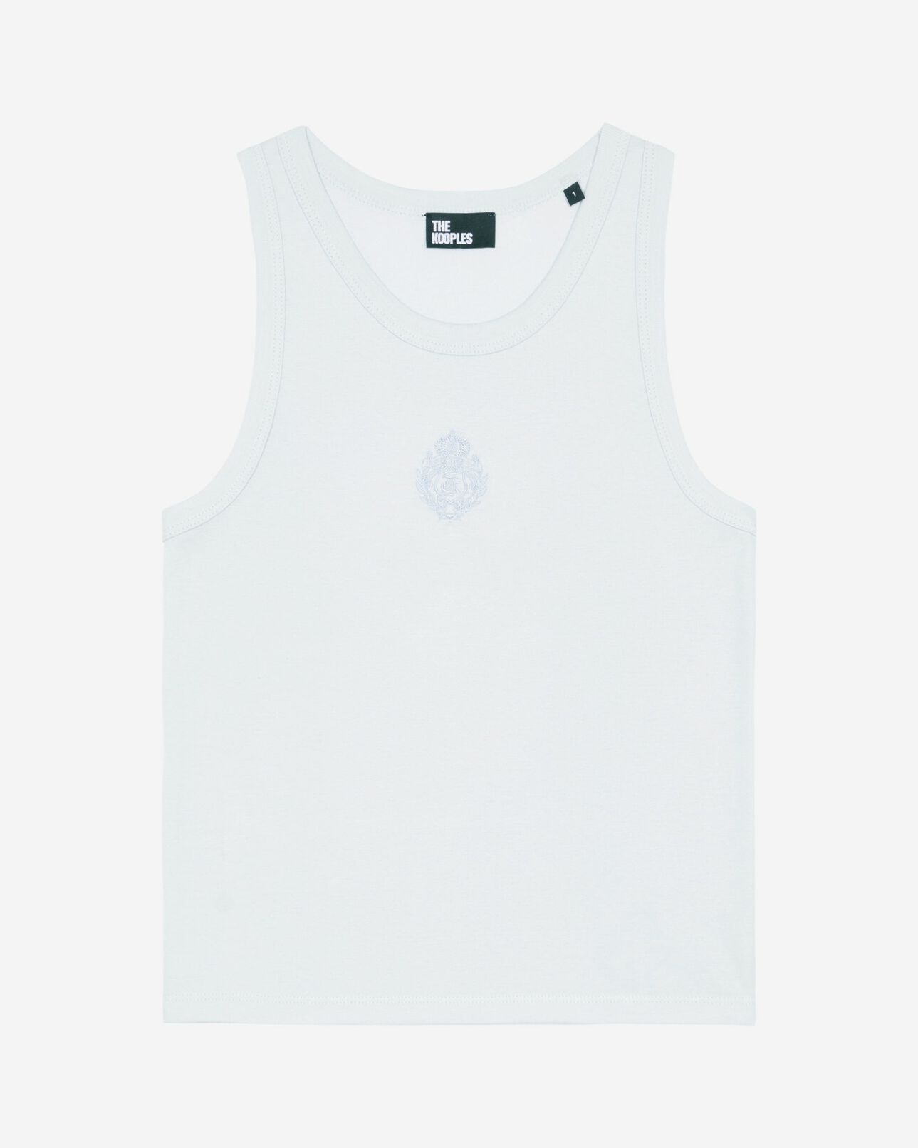 The Kooples DAMEN LIGHT BLUE tanktop mit hellblauem wappen