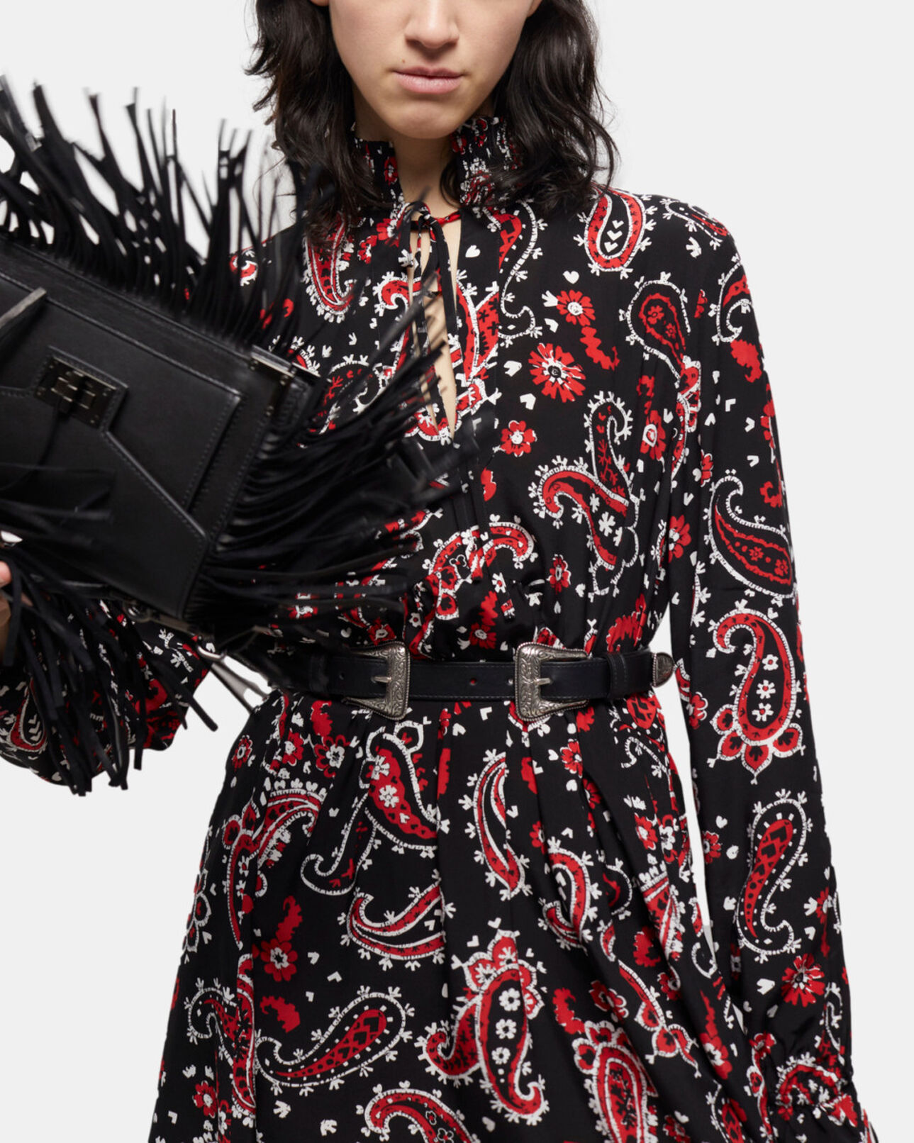 The Kooples WOMEN BLACK - RED short printed dress