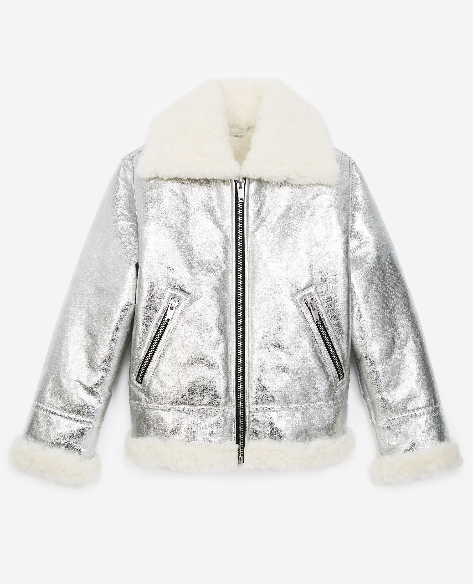 Metallic sale aviator jacket