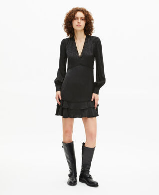 The Kooples FEMME BLACK robe courte en jacquard léopard noire