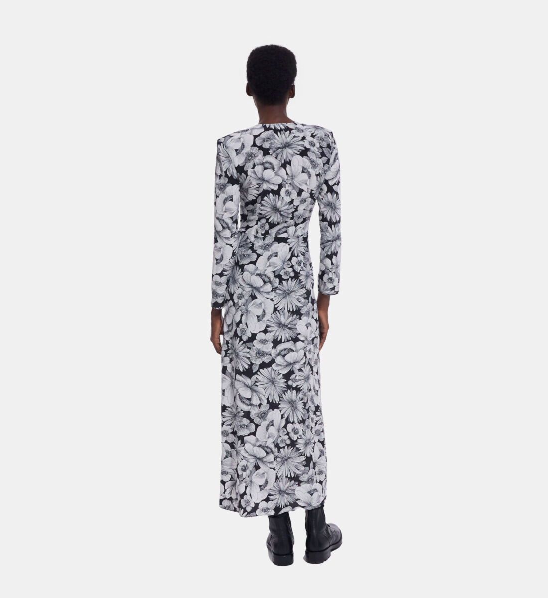 Robe longue en soie fleurie The Kooples France