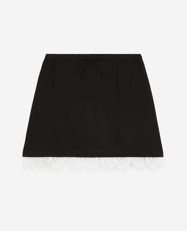 The Kooples FEMME BLACK jupe courte avec dentelle noire