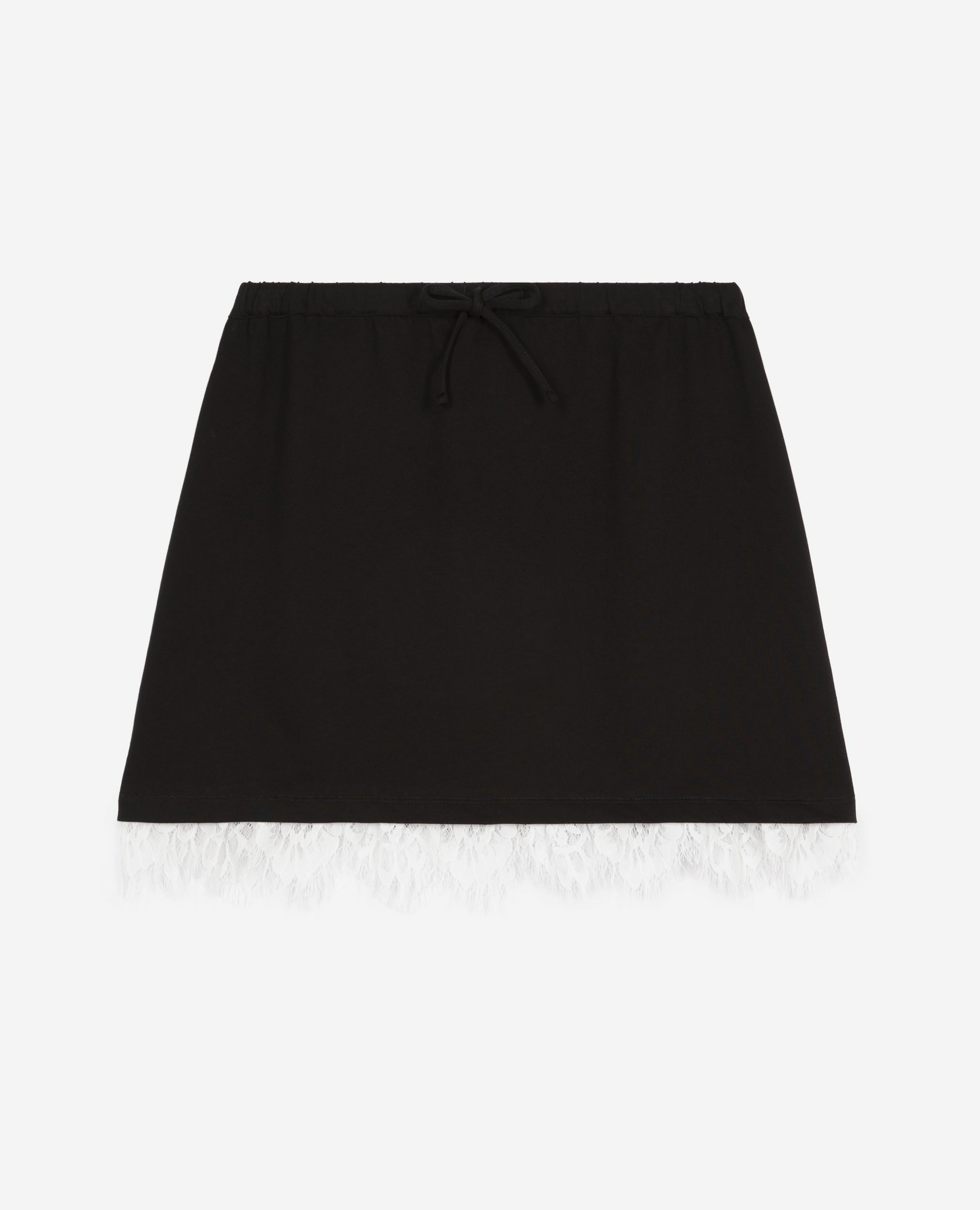 Falda corta con encaje negro, BLACK, hi-res image number null