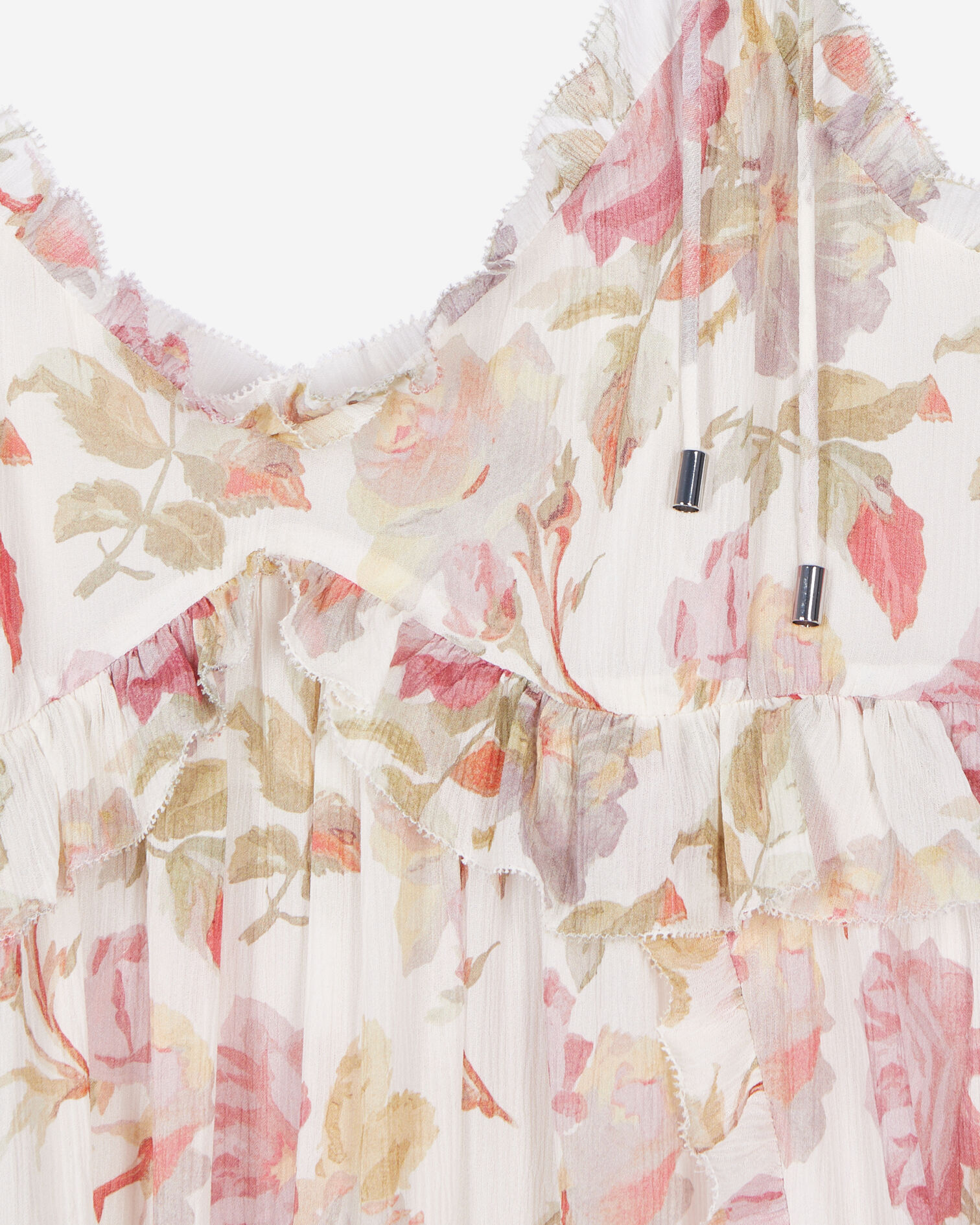 Short floral printed silk dress, BEIGE / RED, hi-res image number null