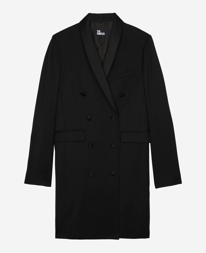 The Kooples FEMME BLACK robe tailleur courte en laine noire