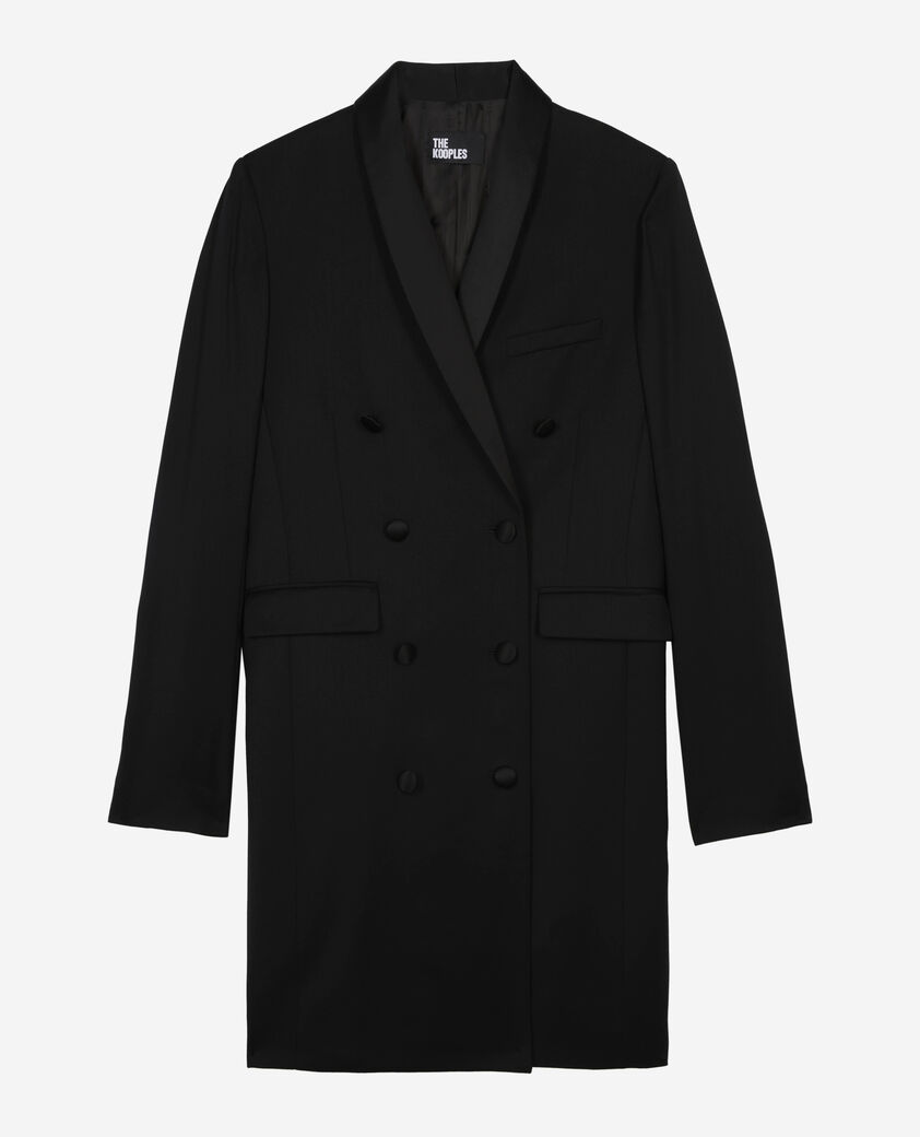 The Kooples FEMME BLACK robe tailleur courte en laine noire