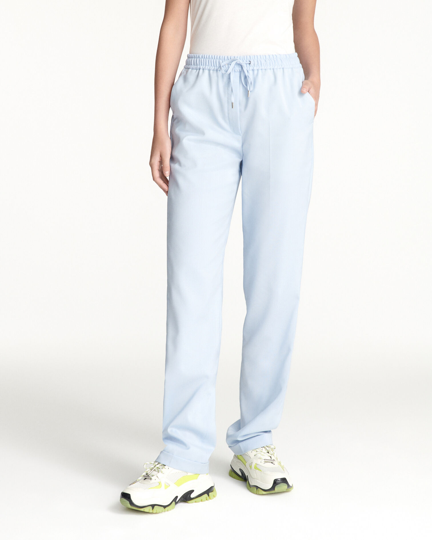 White sneakers with platform sole, WHITE - YELLOW, hi-res image number null
