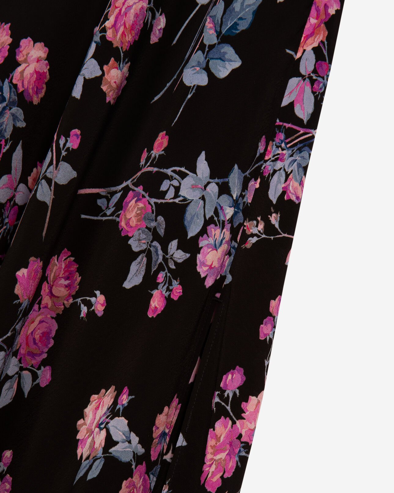 The Kooples WOMEN BLACK / PINK black floral print long skirt