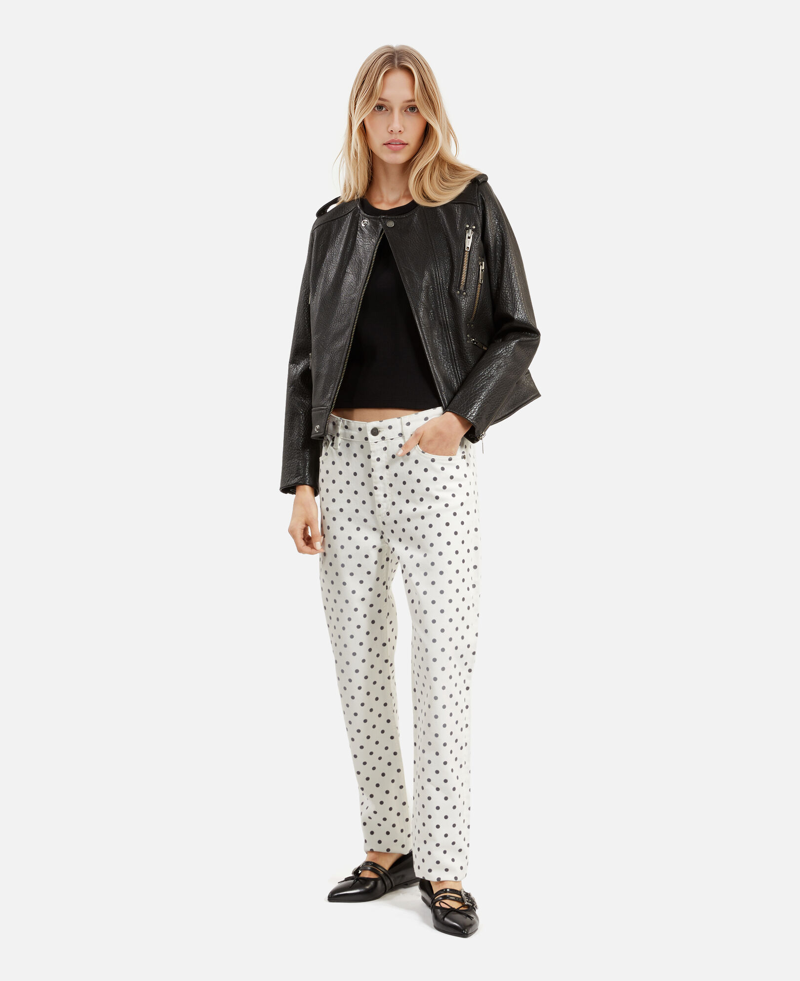 The Kooples DAMEN BEIGE GREY beige gepunktete slim-jeans