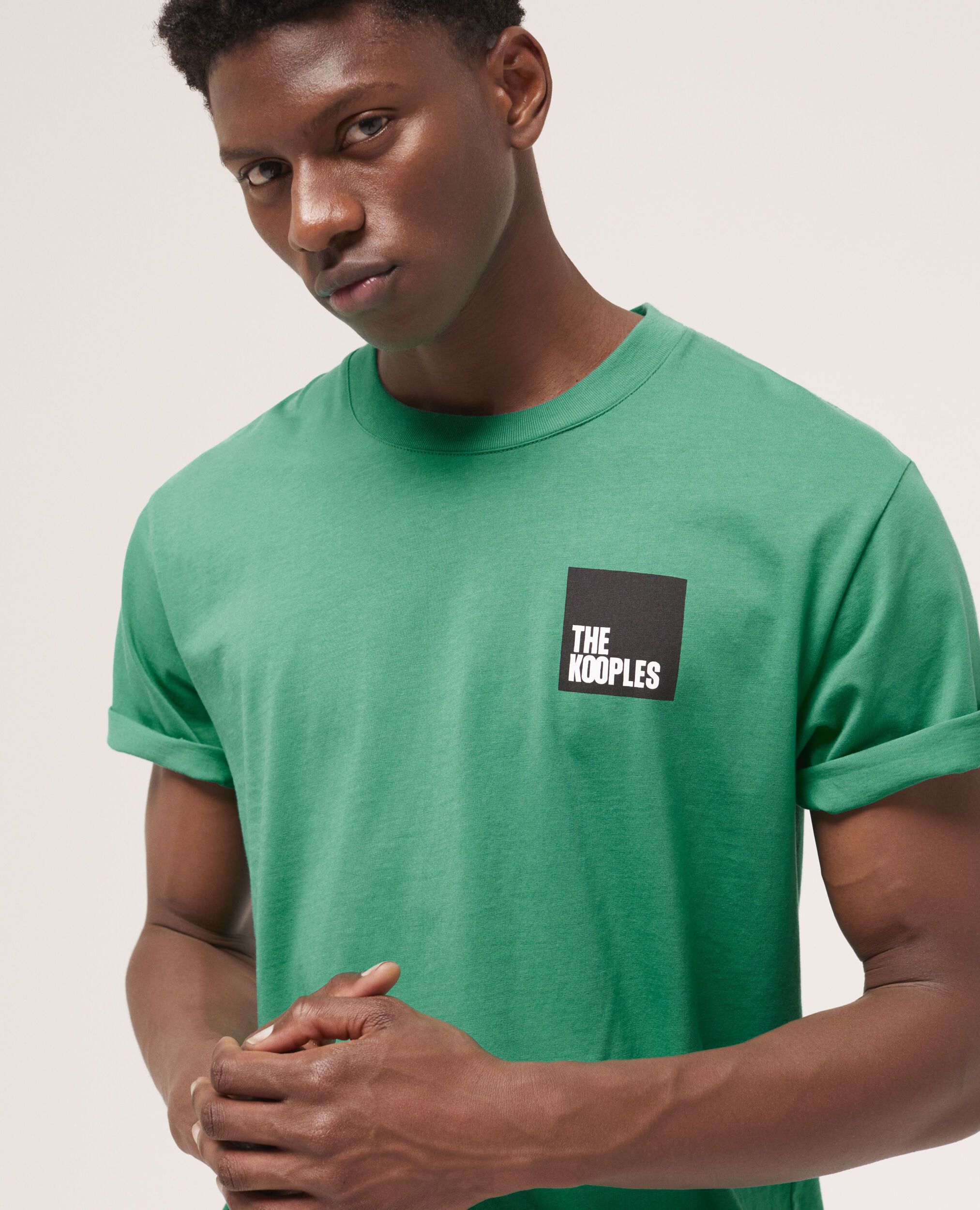 Grünes T-Shirt Herren mit Logo, GREEN, hi-res image number null