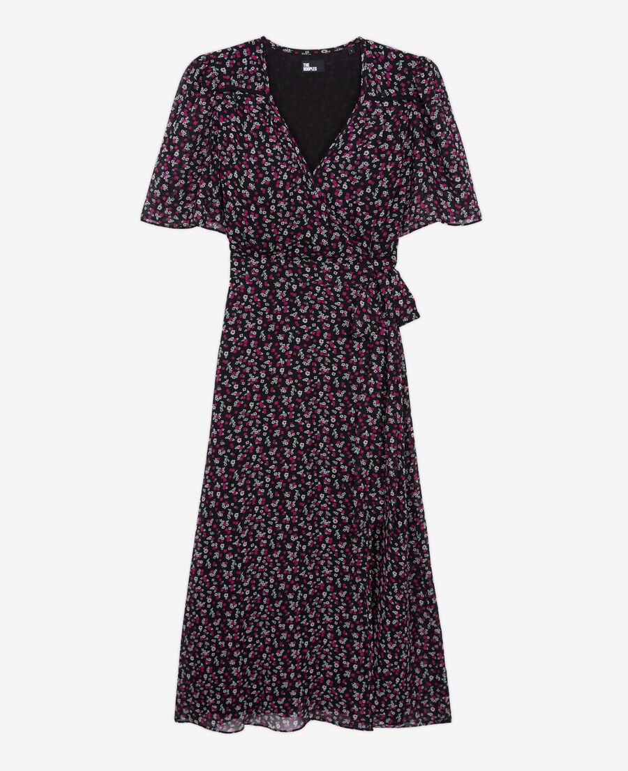 vestido cruzado largo estampado