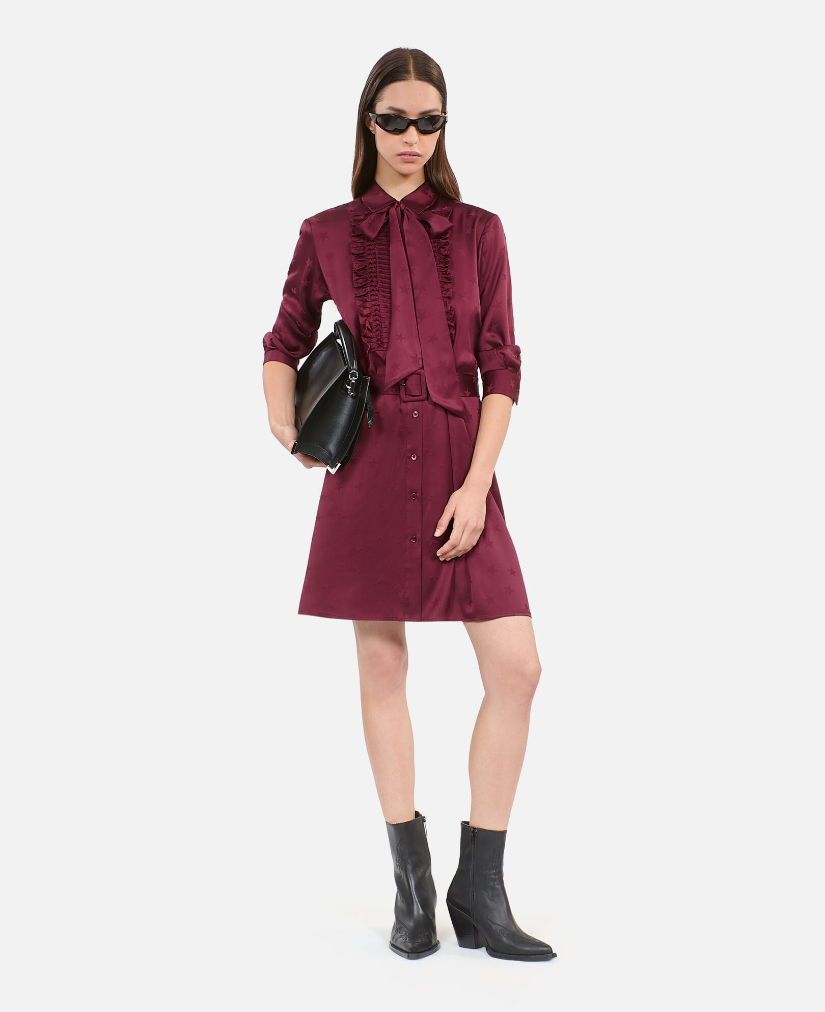 The Kooples WOMEN BURGUNDY burgundy jacquard short dress
