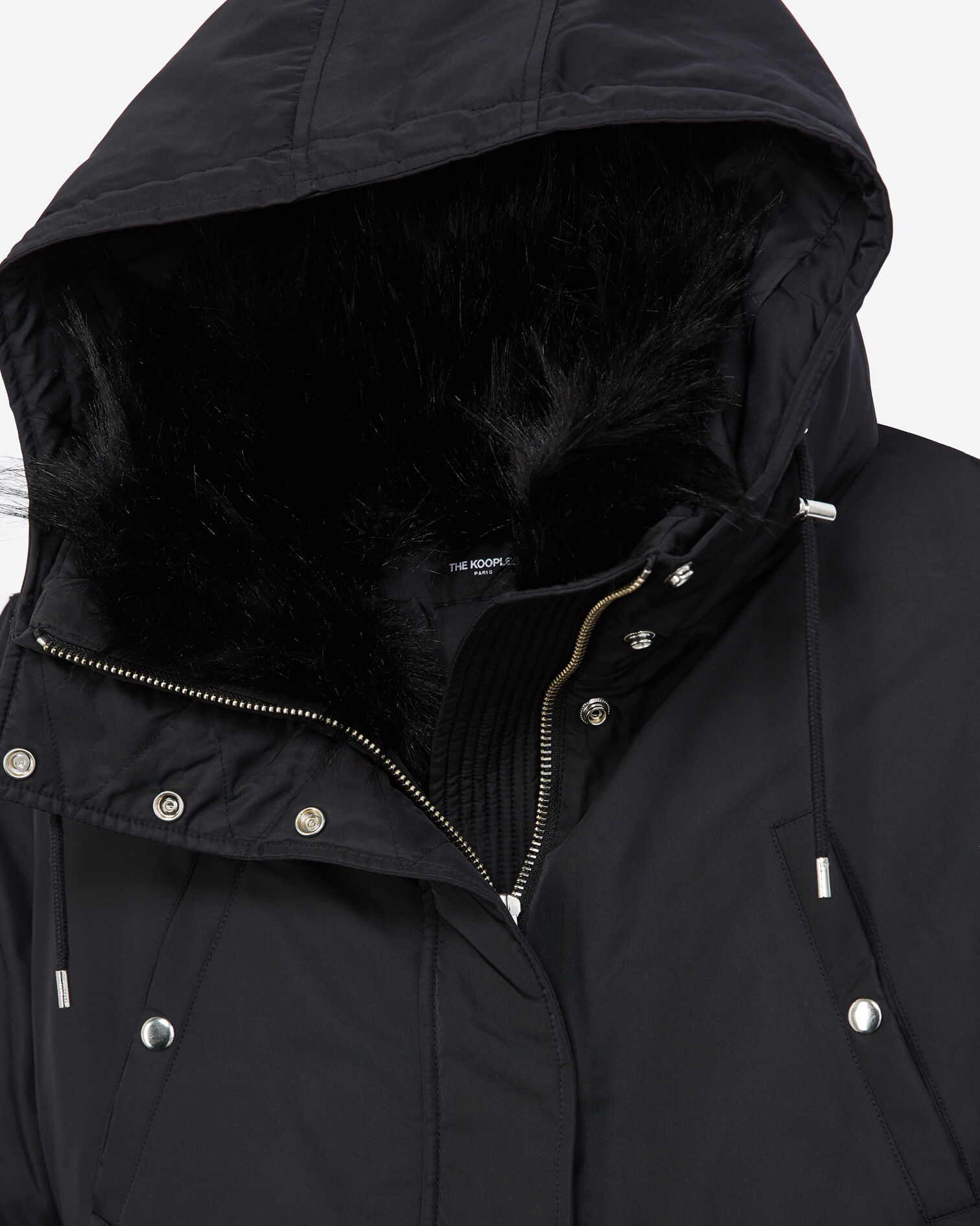 Parka capuche noire à fausse fourrure, BLACK, hi-res image number null