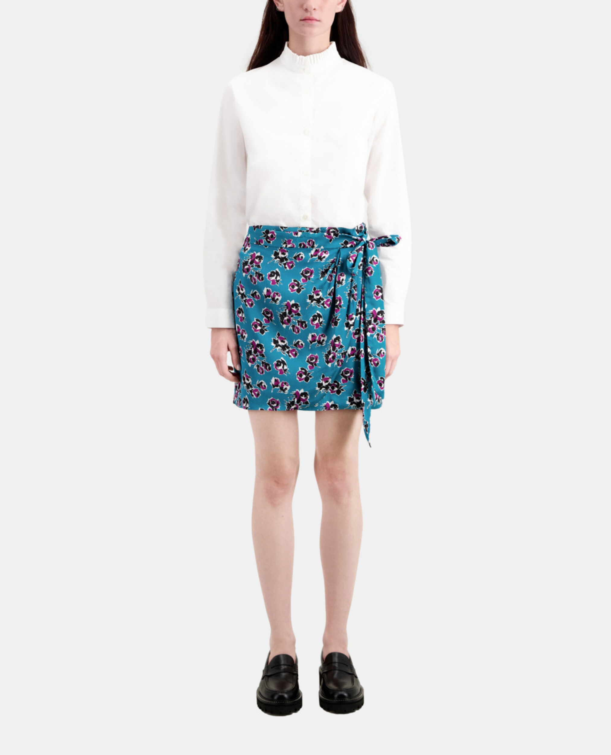 Kurzer Wickelrock mit Print, PINK - BLUE, hi-res image number null