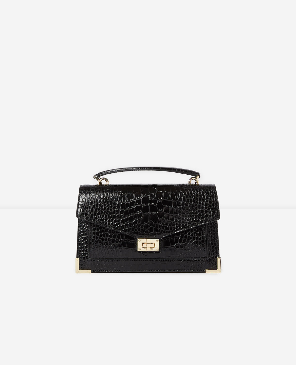 Medium black Emily bag croco print The Kooples