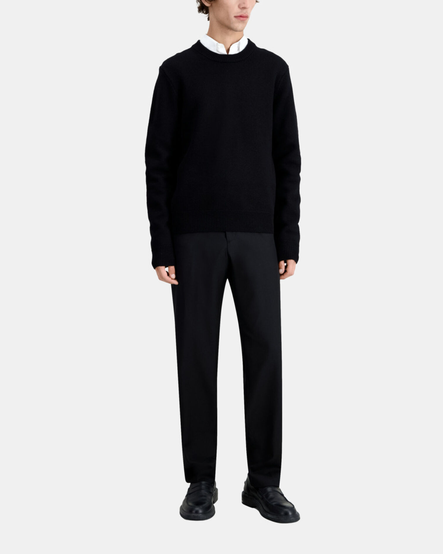 Black merino wool sweater, BLACK, hi-res image number null
