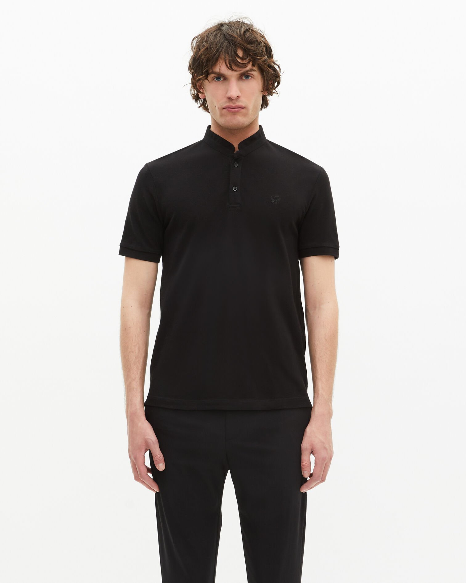 Camisa polo negra piqué algodón, BLACK, hi-res image number null