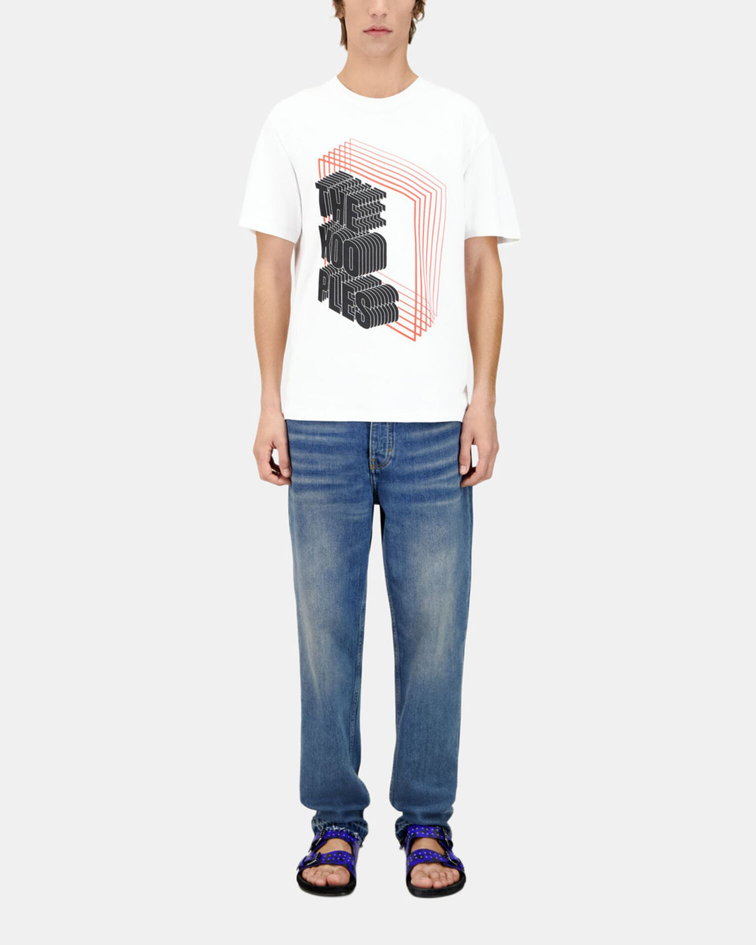 Men's white t-shirt with Neon logo serigraphy, WHITE, hi-res image number null