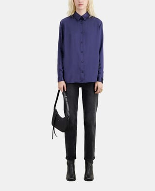 The Kooples FEMME NIGHT BLUE chemise en soie bleue