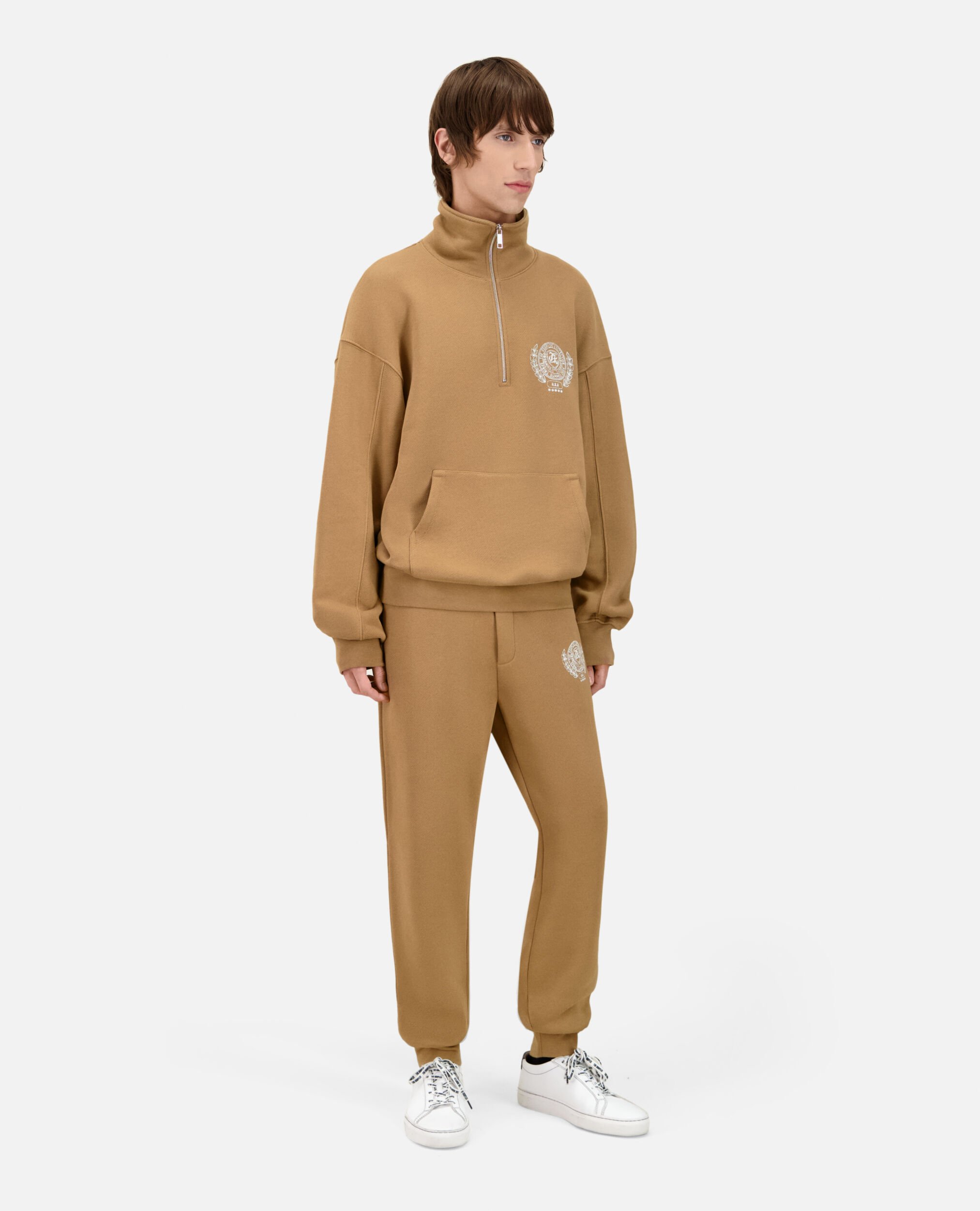 Brown sweatshirt with Blazon serigraphy, LIGHT BROWN, hi-res image number null