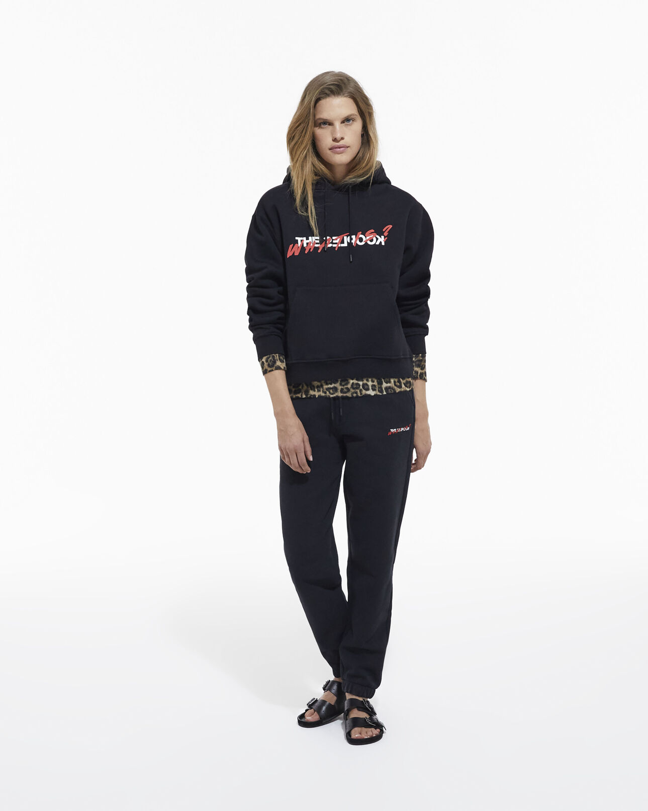 The Kooples FEMME BLACK jogging noir imprimé what is