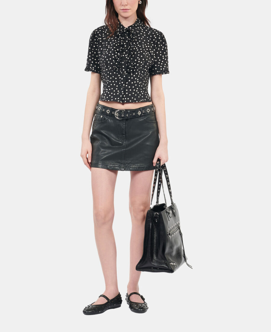 The Kooples WOMEN BLACK WHITE black polka dot shirt