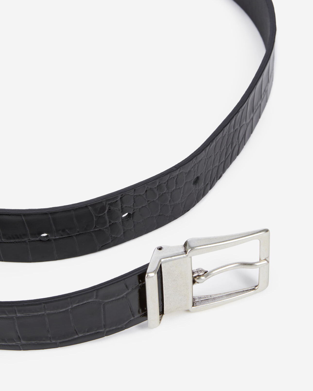 The Kooples MEN BLACK black crocodile-effect leather belt