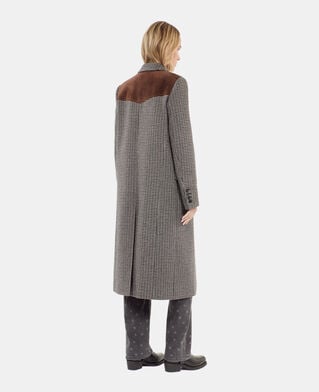 The Kooples DAMEN BLACK WHITE schwarz-weißer mantel mit hahnentrittmuster