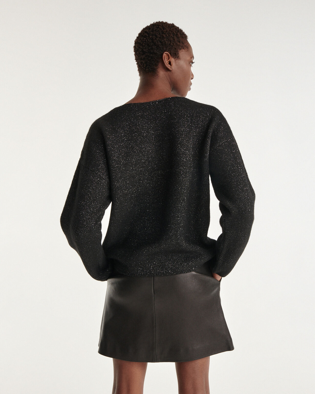 The Kooples WOMEN BLACK loose-fit black sweater with lurex