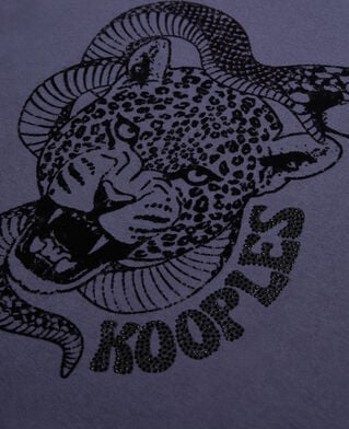 The Kooples F NIGHT BLUE blue t-shirt with snake leopard flocking