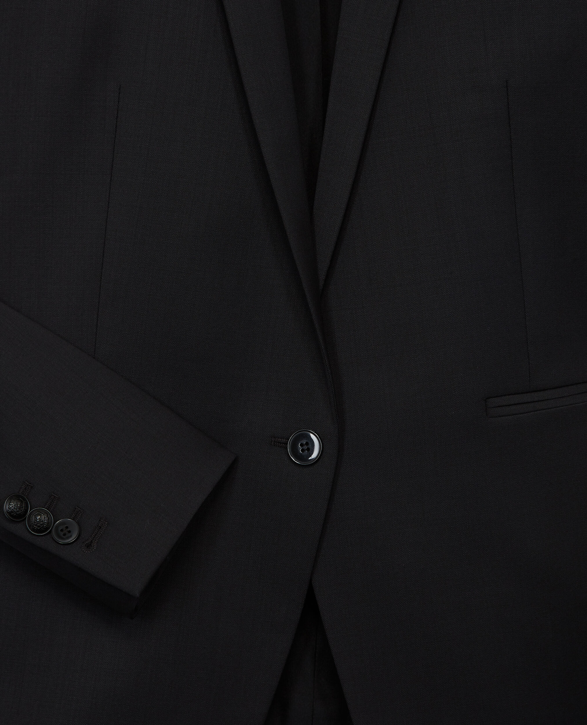 Chaqueta elegante negra de lana, cuello traje, BLACK, hi-res image number null